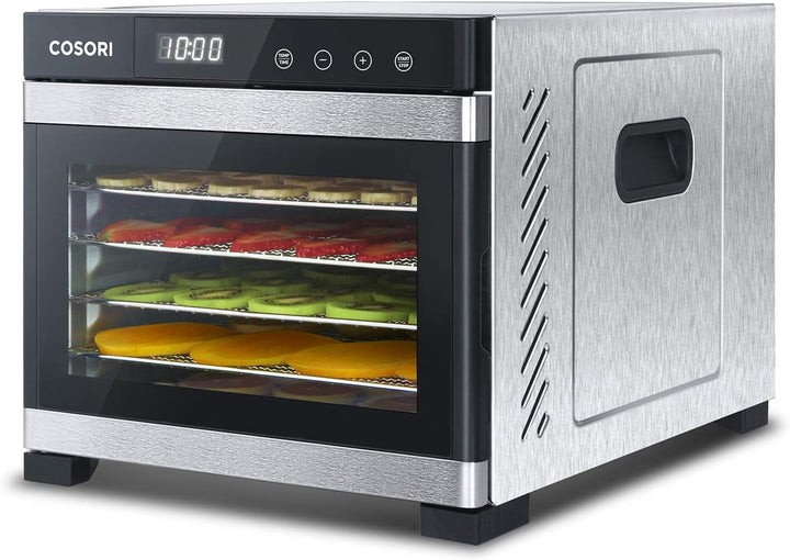 COSORI Dörrautomat edelstahl, Food Dehydrator mit 50 Rezepte, inkl. 6 Edelstahl-Dörrtabletts, 3 Dörr
