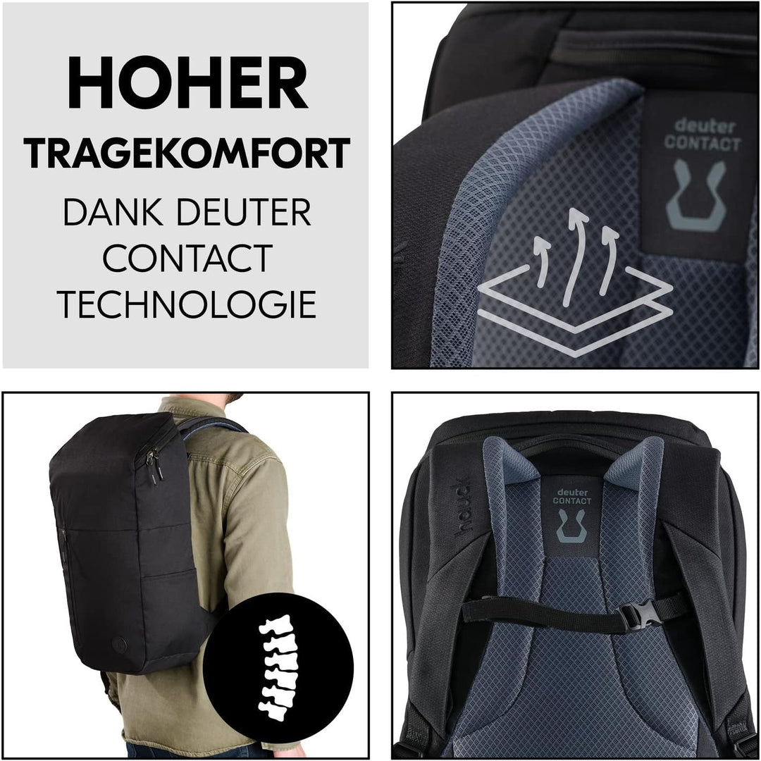 hauck Pack N Walk, Schwarz - Wickelrucksack und Wickeltasche 22 Liter mit Innentaschen, Aussenfächer
