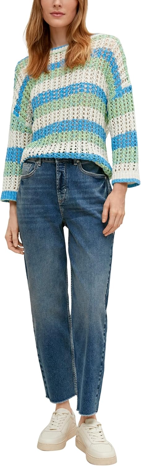 comma Damen Pullover 34 Mehrfarbig, Weiss 01x1, 34 Mehrfarbig, Weiss 01x1