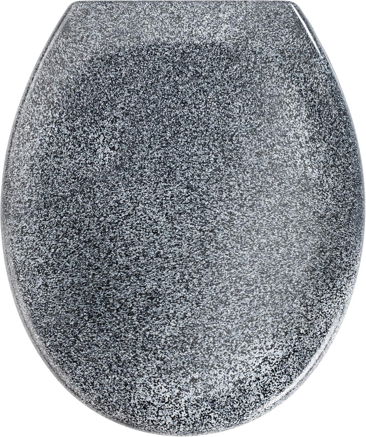 WENKO WC-Sitz Ottana Granit, hygienischer Toilettensitz mit Absenkautomatik, WC-Deckel mit Fix-Clip