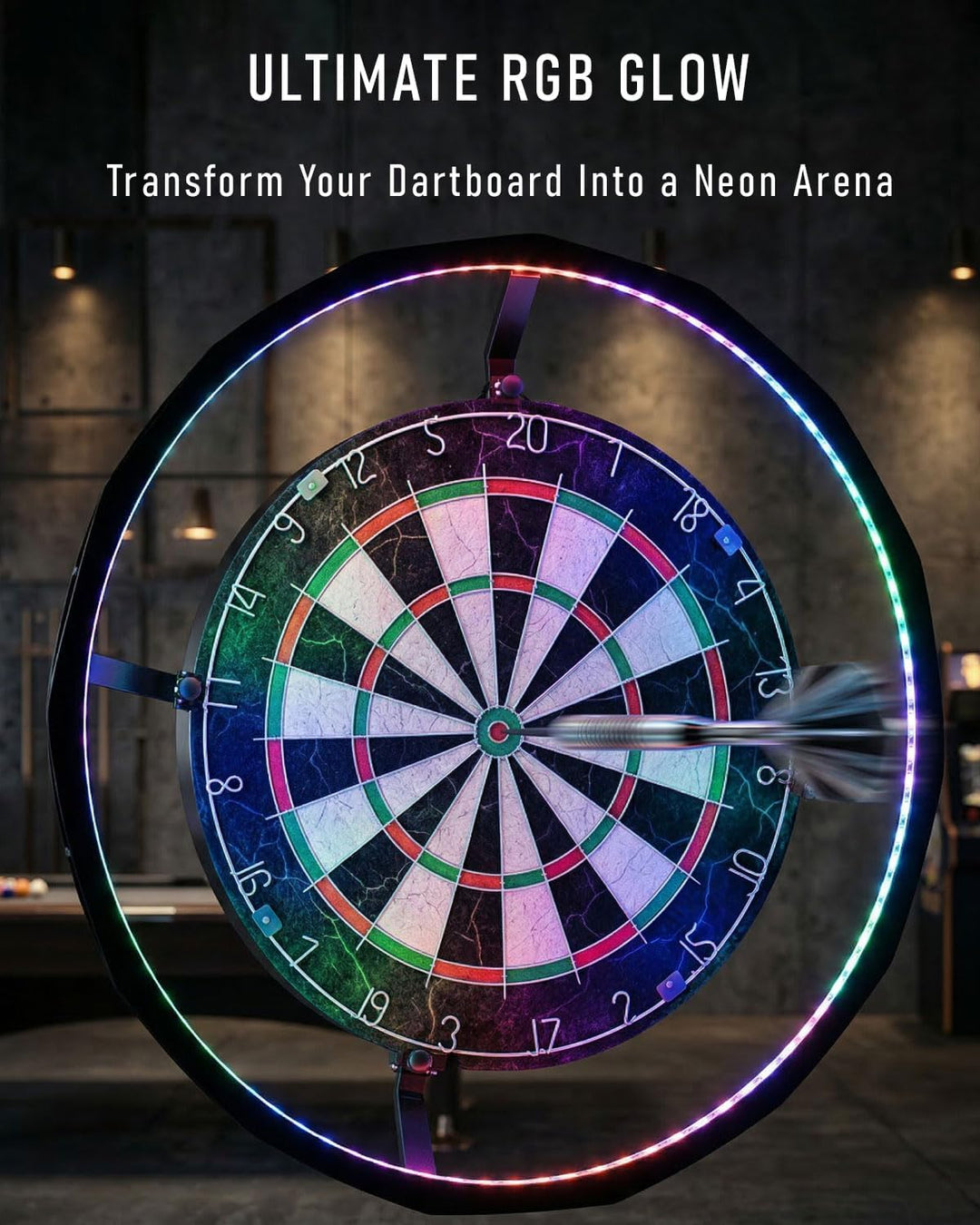 Dartscheibe Beleuchtung– Ultrahell 360° LED Lichtring für Sisal Dartboard – Schattenloser Runddesign