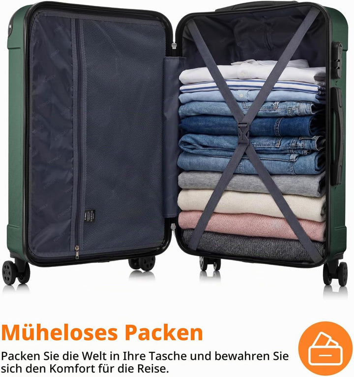 Gepäck Suitcase Reisekoffer, Trolley Rollkoffer Handgepäck, Hartschalenreisekoffer mit 360° Lenkroll