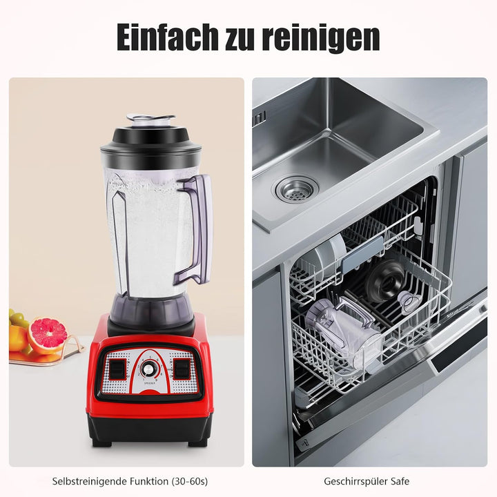 2000W Standmixer 4L Mixer Hochleistungsmixer mit 9 Einstellbaren Geschwindigkeiten, Standmixer Smoot