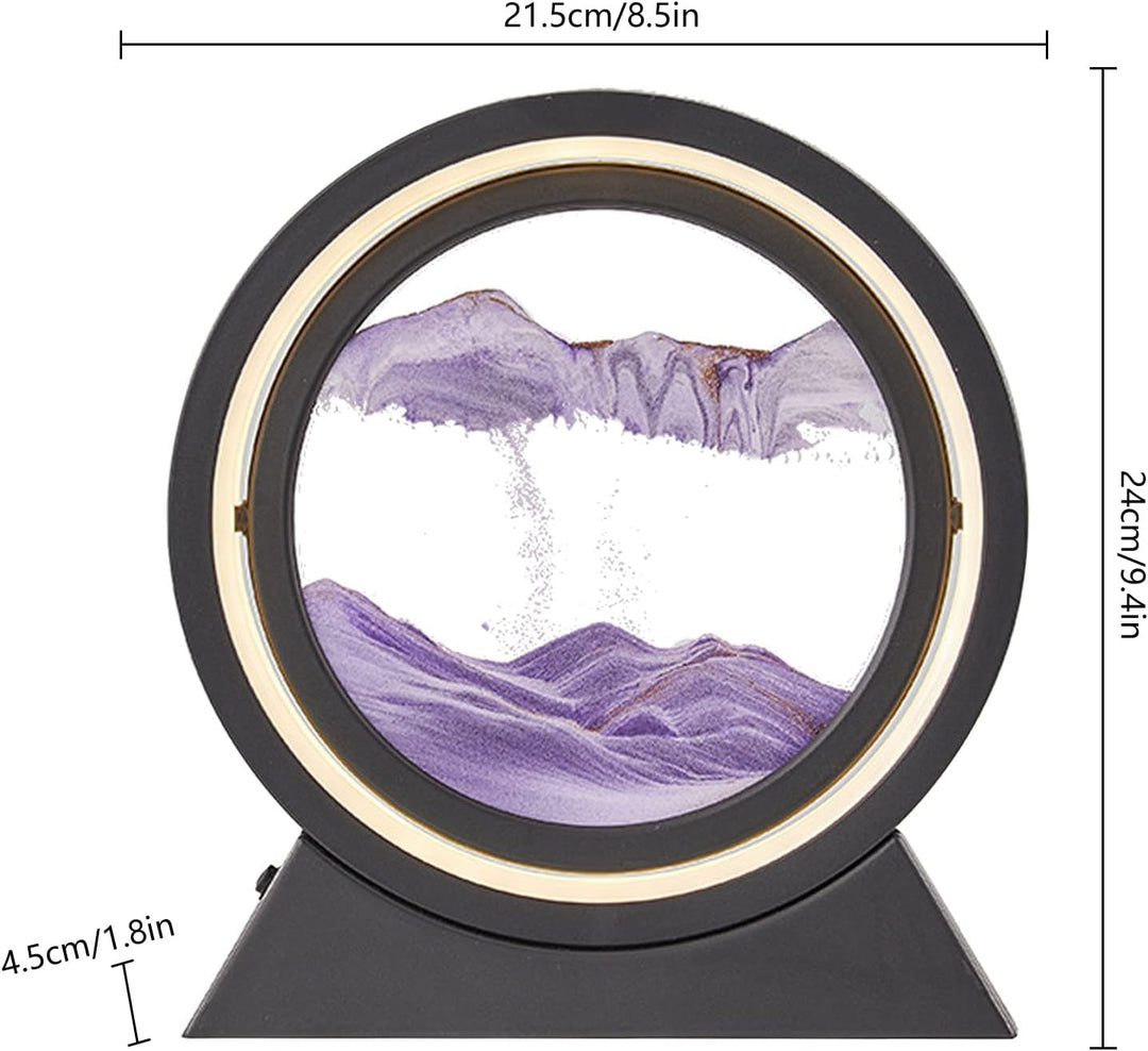 kyaoayo Sandbild Zum Drehen mit LED Nachtlicht，10" Dynamisch 3D Sandbilder zum Drehen，Tiefsee Sandbi