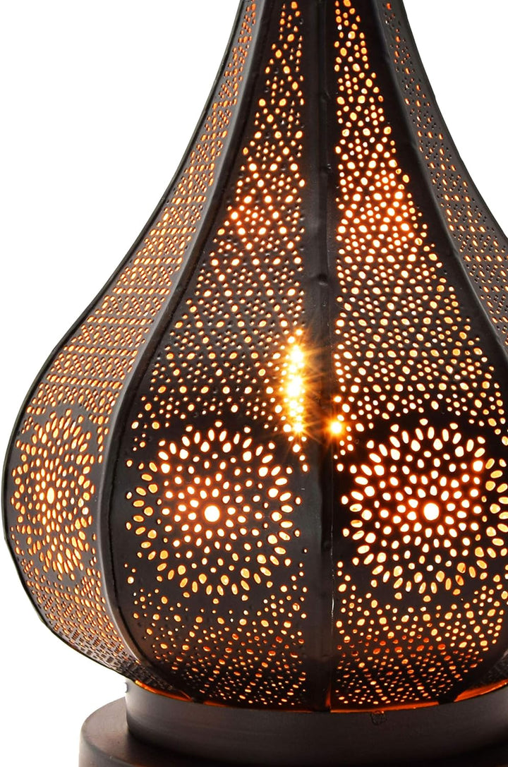 2er Set Orientalische Laterne aus Metall Ezana Schwarz 36cm | Marokkanische Gartenlaterne für drauss