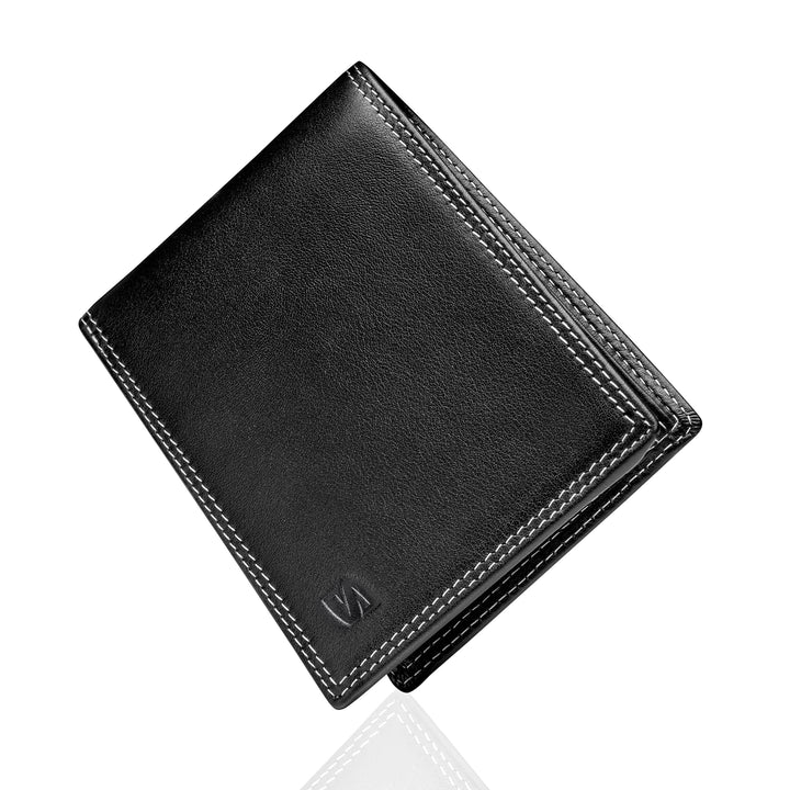 SERASAR | Leder Geldbeutel Männer mit RFID Schutz | Schwarzes Nappaleder | 12 Kartenfächer | Exklusi