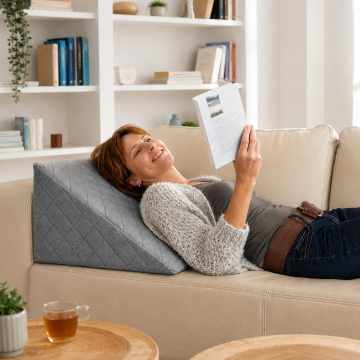 Sabeatex® Rückenkissen, Keilkissen für Couch und Sofa, Lesekissen für bequemes Sitzen. 5 Unifarben f