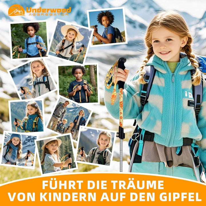 UnderwoodAggregator zusammenklappbare Trekkingstöcke für Kinder – leichte, verstellbare Wanderstöcke