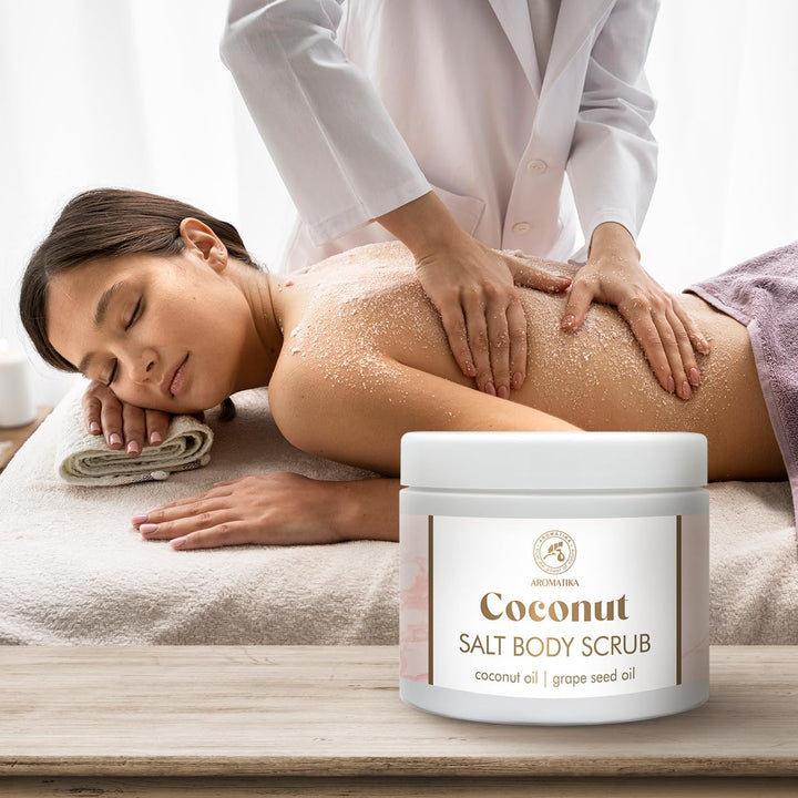 Körperpeeling Kokos 500 g - Salz Peeling für Körper - Körperpeeling mit Kokosnussöl & Traubenkernöl