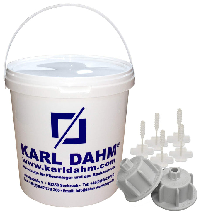 Karl Dahm Fliesen Nivelliersystem Basis-Set für 1 mm Fugen: 50 graue Zughauben für Fliesenstärke 12-