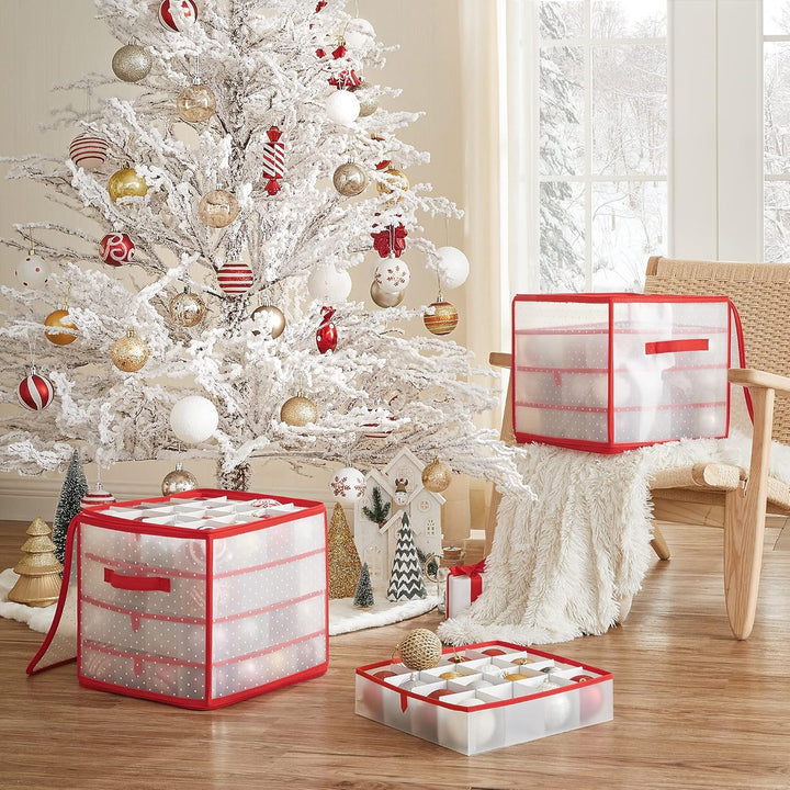 SONGMICS Aufbewahrungsbox für Weihnachtskugeln, 2er Set, Weihnachtskugeln Aufbewahrung, insgesamt 12