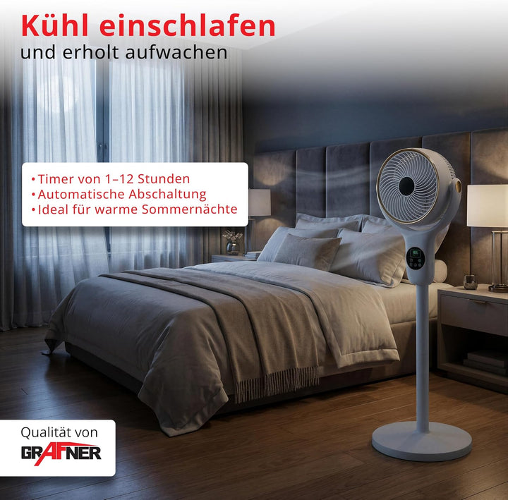 Grafner 3D Standventilator mit Fernbedienung & Touch-Display, 3-in-1 Ventilator höhenverstellbar 52–