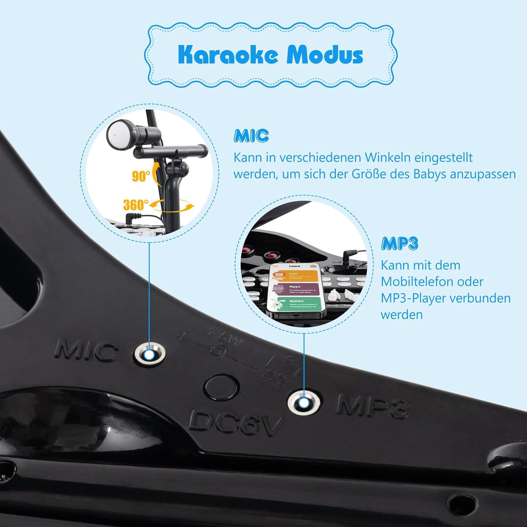 DREAMADE 37 Tasten Keyboard Kinder, mini E-Piano mit Hocker & Mikrofon & 3 Lehrmodi & 8 Rhythmen & A