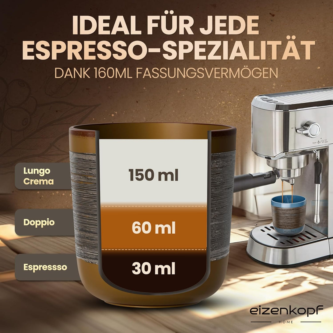 Design Espressotassen Set aus Handarbeit [4x160ml] für exklusiven Geschmack & Ihren individuellen St
