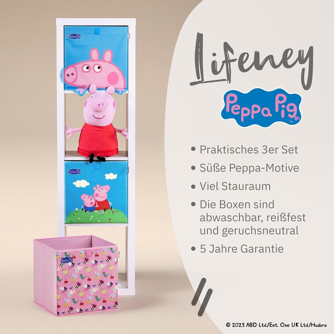 meets Peppa Wutz Aufbewahrungsboxen für Kinder 3er Set – Box-Set mit Peppa Pig Motiven zur Aufbewahr