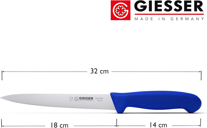 Giesser seit 1776 - Made in Germany - Filiermesser blau, Basic Blue, Klinge 18 cm, rutschfest, Filet
