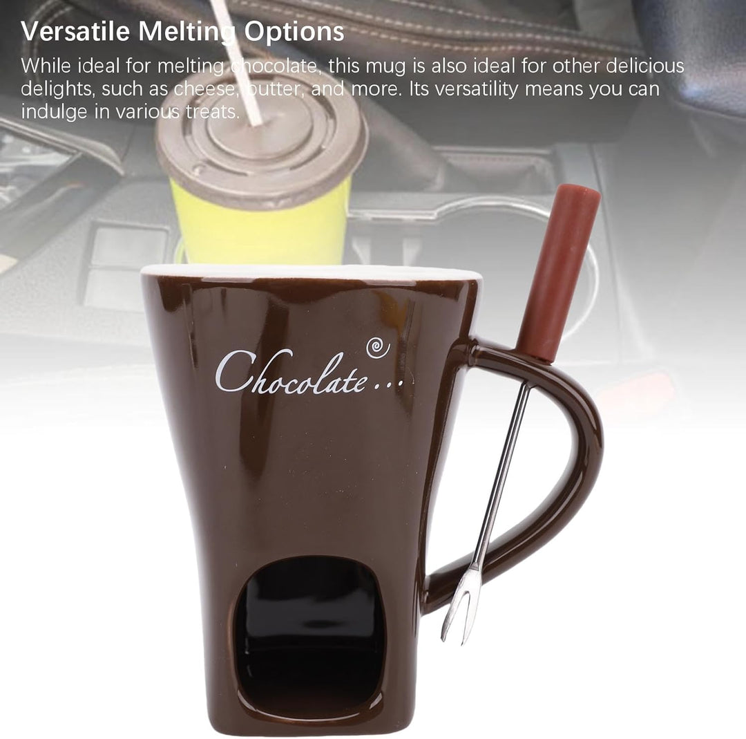 Agatige Keramikschokoladenschmelzmolkerte, Mini Fondue Coffee Coffee Tasse Fondue Pot Set mit Gabel