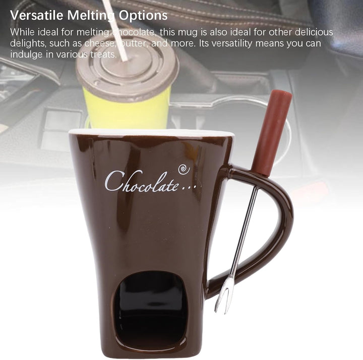 Agatige Keramikschokoladenschmelzmolkerte, Mini Fondue Coffee Coffee Tasse Fondue Pot Set mit Gabel
