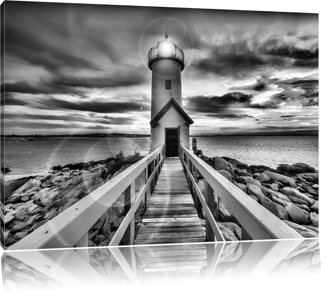 Pixxprint Leuchtturm bei Sonnenuntergang als Leinwandbild/Grösse: 100x70 / Wandbild/Kunstdruck/ferti