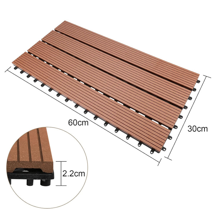 Gimisgu Terrassenfliesen WPC Fliesen, 30x60 cm Holzoptik Klickfliesen Balkonfliesen Klicksystem Terr