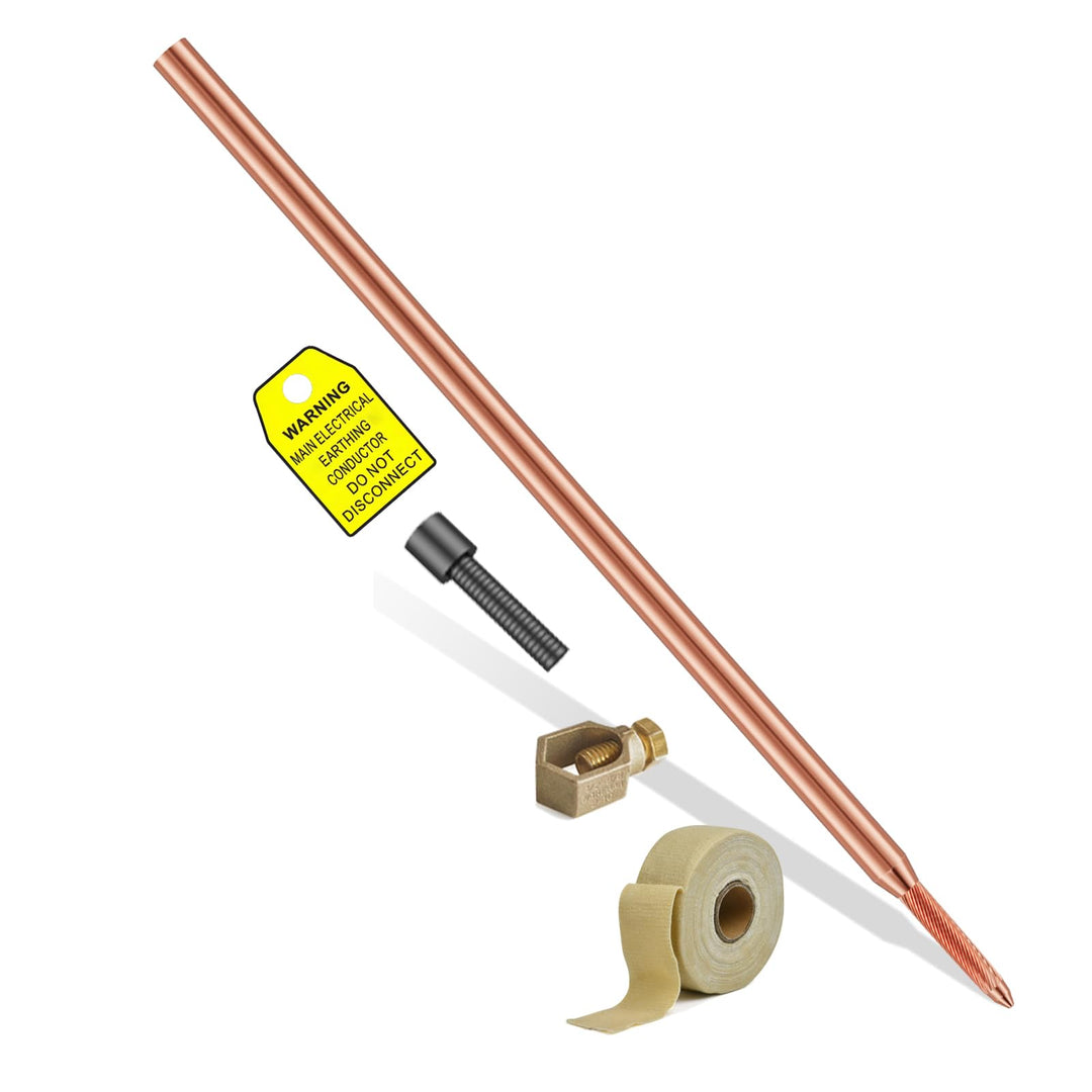 Ground Spike Set Kupferbekleidet 3m Durchmesser 16 mm - Tiefe Erdstange mit Kreuzverbinder & Korrosi