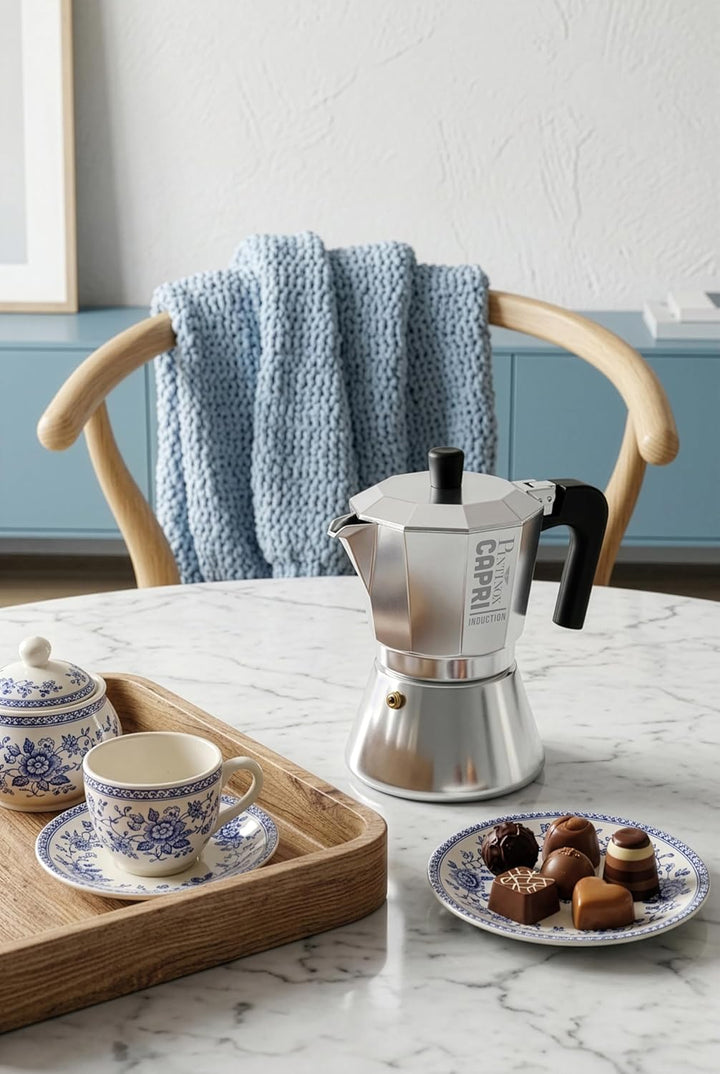 PINTINOX Capri Full Induction, Espressokocher für 6 Tassen aus Aluminium, geeignet für alle Herdarte