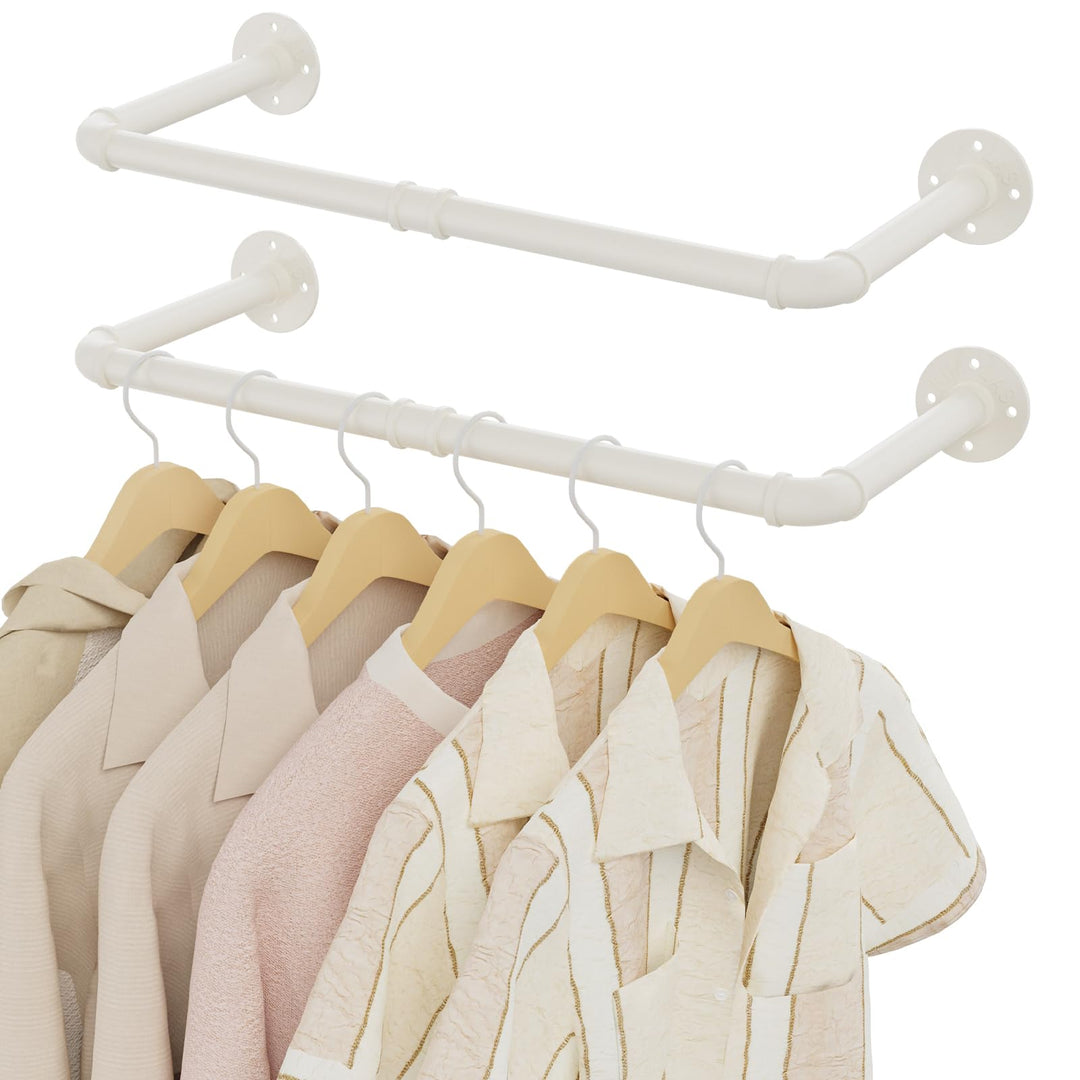 Industriestangen Kleiderstange, 2er Set,64cm Kleiderständer Wandmontage, Platzsparenders Garderobens