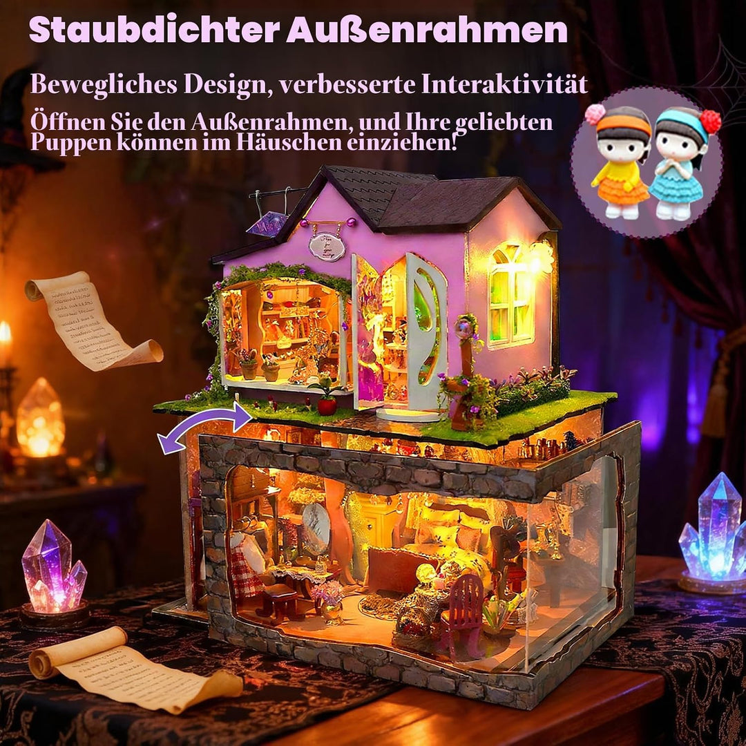 Cuteefun DIY Miniatur Puppenhaus Kit zum BAU Miniatur Haus mit Staubschutzhaube und Werkzeugen Selbe