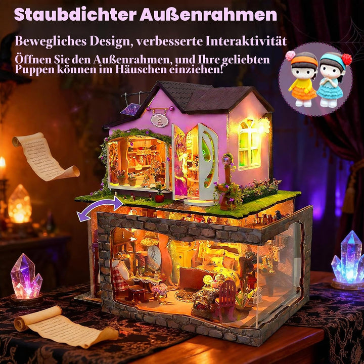 Cuteefun DIY Miniatur Puppenhaus Kit zum BAU Miniatur Haus mit Staubschutzhaube und Werkzeugen Selbe
