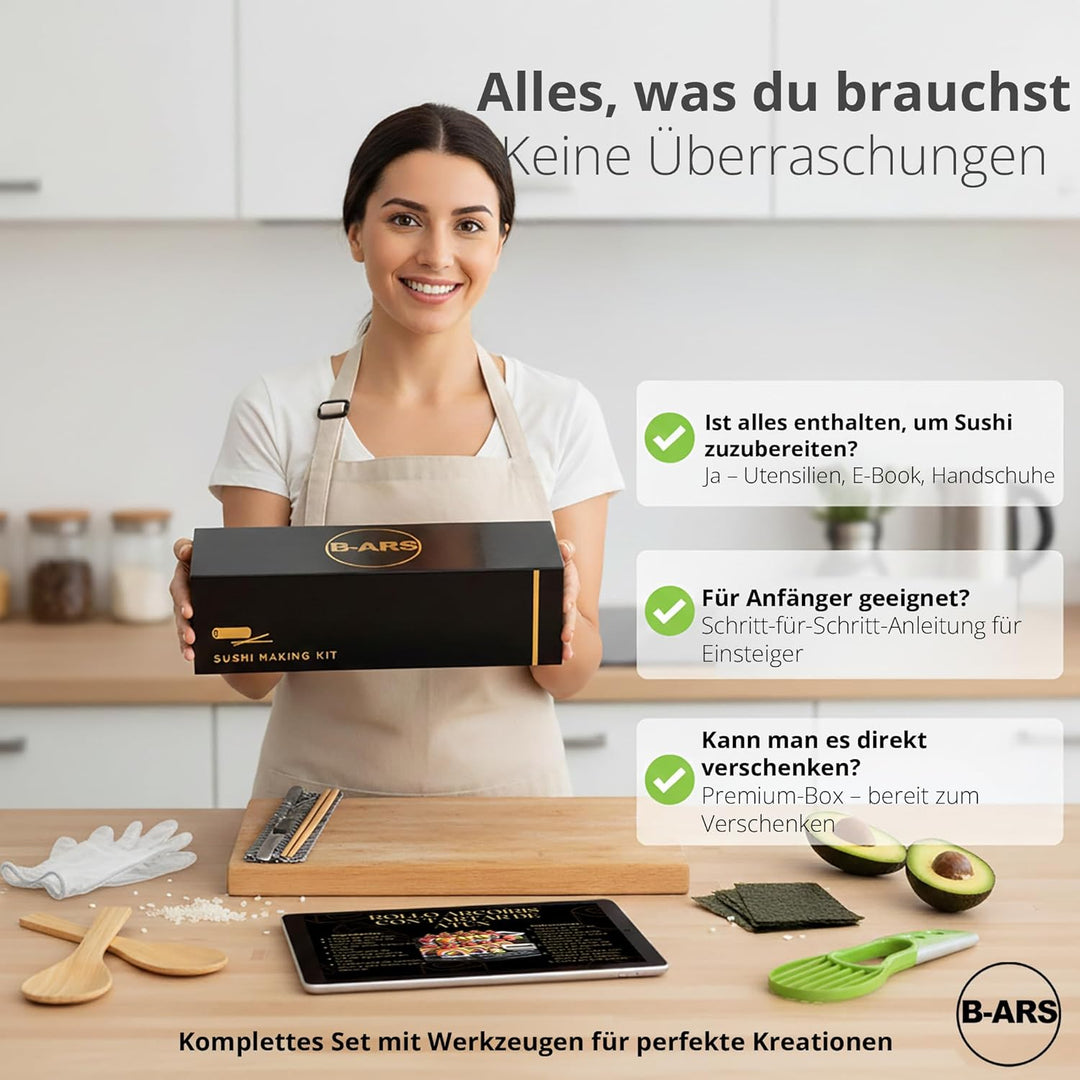 B-ARS Sushi Set-Sushi Matte-Sushi Set Zum Selber Machen-Sushi Rollmatte-Sushi Maker Set-Sushi Kit-Su