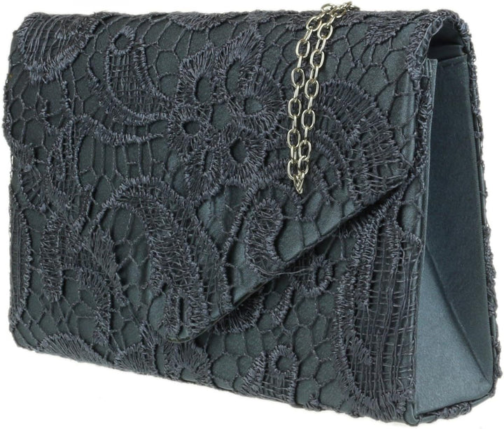 Girly Handbags Clutch aus Satinspitze Grau, Grau
