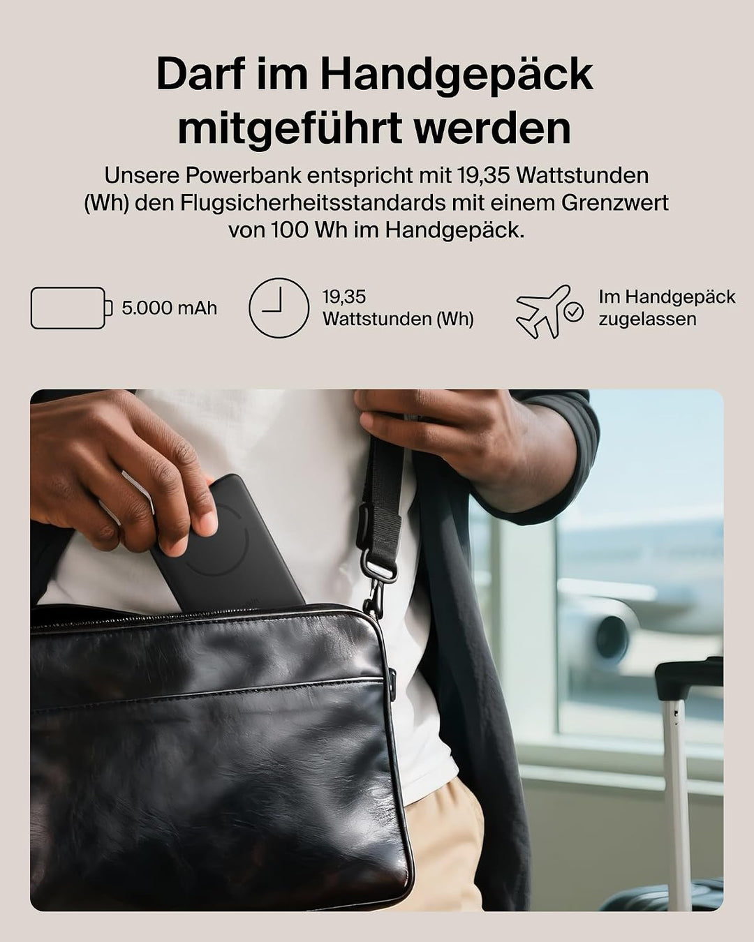 Belkin BoostCharge 5000mAh Magnetische Power Bank mit Magnetring – Schwarz | 5K Powerbank Kabellos,