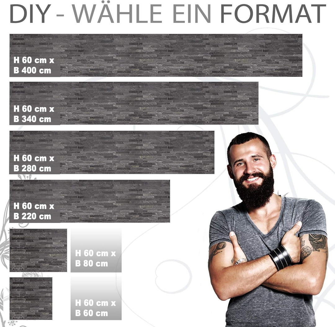 StickerProfis Küchenrückwand selbstklebend Pro STEINWAND Luxury 60 x 340cm DIY - Do It Yourself PVC