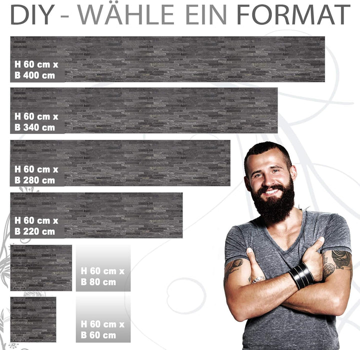 StickerProfis Küchenrückwand selbstklebend Pro STEINWAND Luxury 60 x 340cm DIY - Do It Yourself PVC
