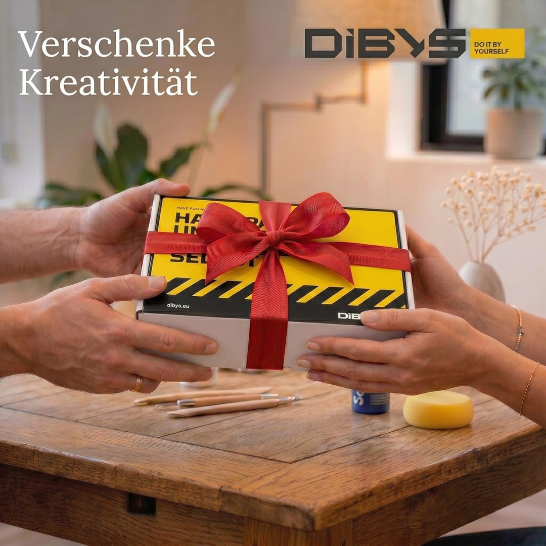 DIBYS Töpfer Set für Zuhause - 2x500 g Lufttrocknender Ton Weiss mit Töpferwerkzeug, 15 Farben & Pin