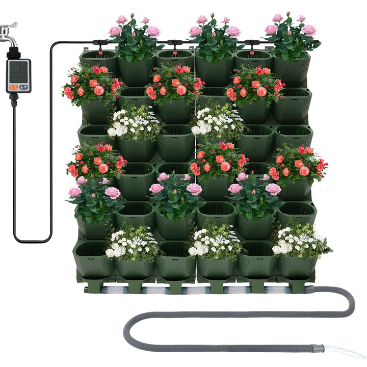 Selbstbewässernder Wandblumentopf, Vertikal Wand Pflanzset Garten Set mit Bewässerung Timer 36 Topf