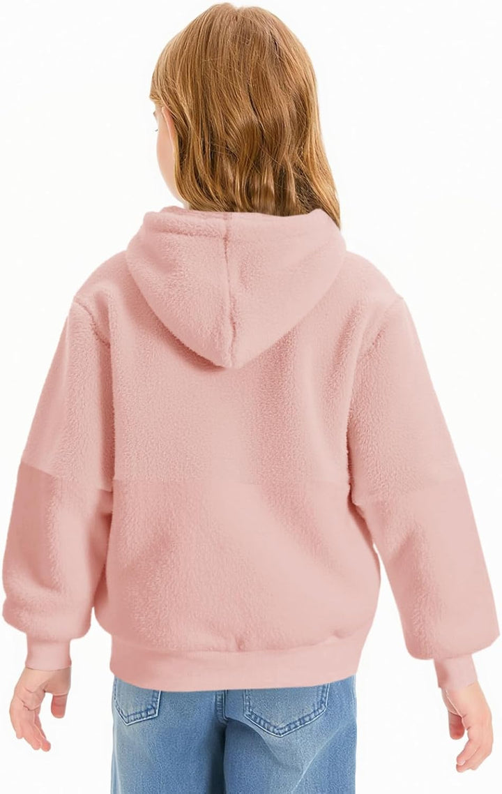 Imily Bela Kinder Mädchen Kapuzenpullover Fleece Hoodies Sherpa Pullover Teddy Sweatshirt Langarm Pu