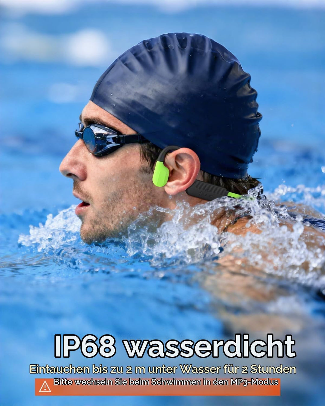 Knochenschall Kopfhörer Bluetooth 5.4 mit 32GB MP3-Player, IP68 Wasserdichte Bone Conduction Headpho