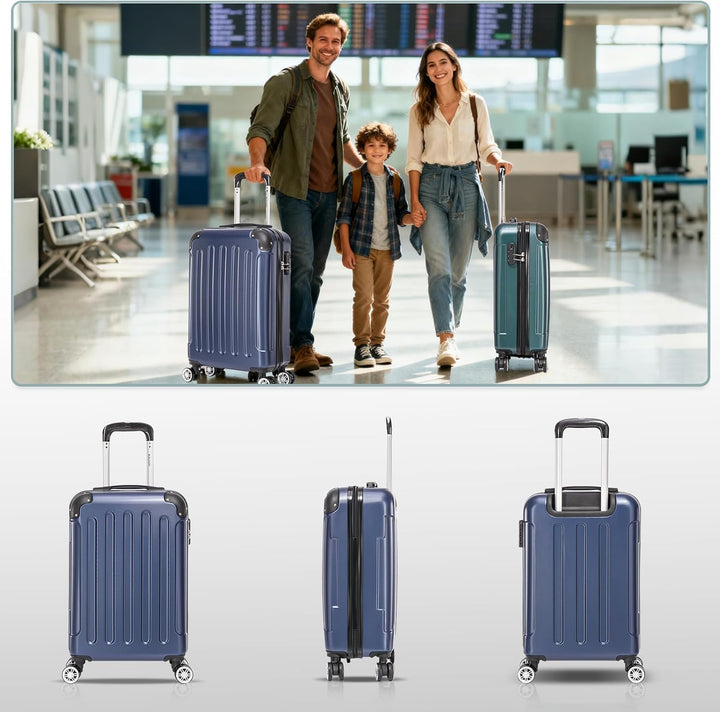 3tlg Kofferset, Trolley Koffer Reisekofferset, (55/66/76CM), Handgepäck Koffer, 360°drehbare Hartsch
