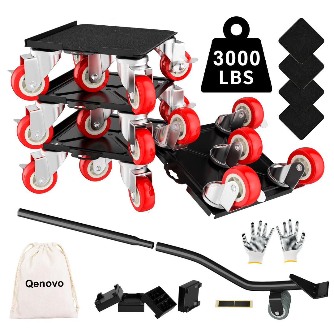 Qenovo Möbel Transportrollen Set, 5 Räder, 3000 Ibs Maximale Tragkraft, 360 Grad Drehbares, Leises R