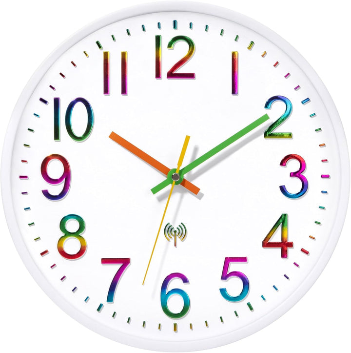 Kinder Wanduhr Funk Lautlos Funkwanduhr Wanduhr Ohne Tickgeräusche 30cm Quarz Batterie Gross Einfach