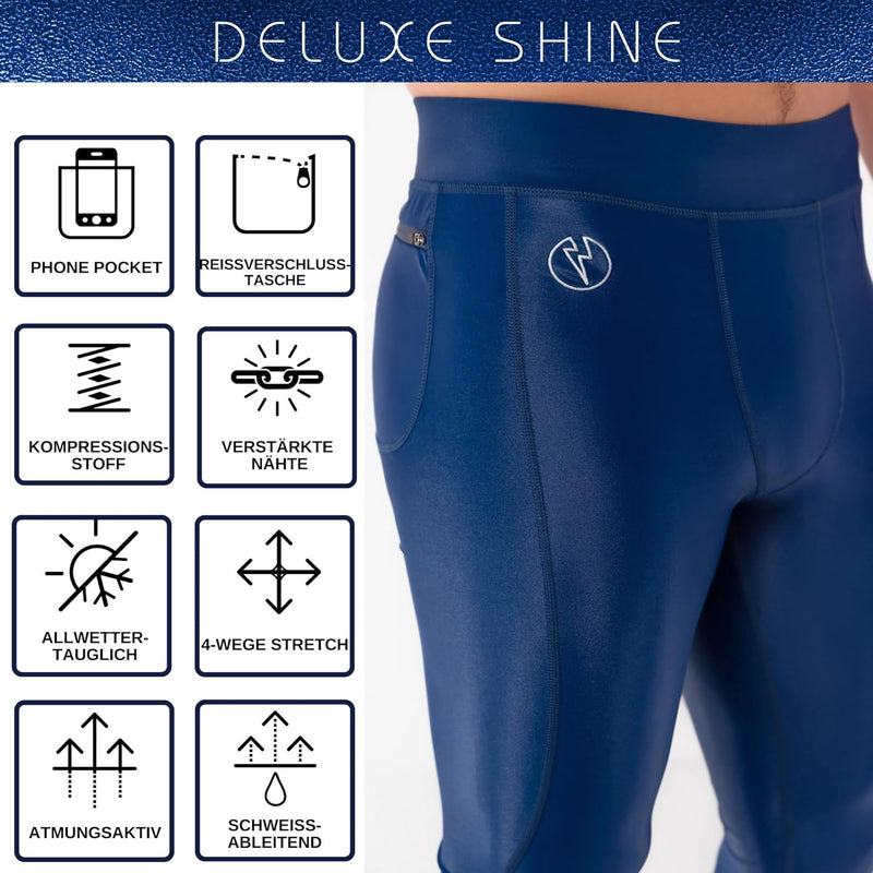 Kapow Meggings: Glänzende, Lange Herren Performance Leggings mit Kompression für Sport wie Fitness,