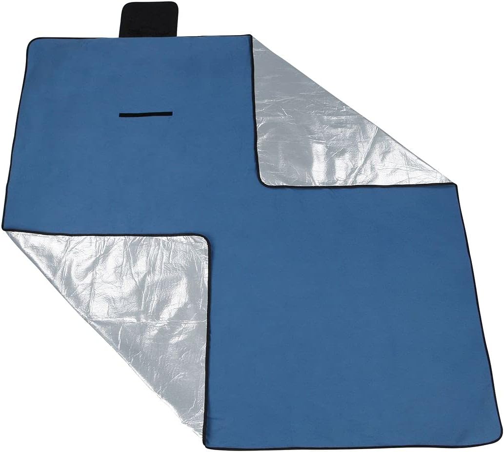 your GEAR Blue XL Picknickdecke 200x200 Camping Fleece Decke wasserdichte & isolierte Stranddecke