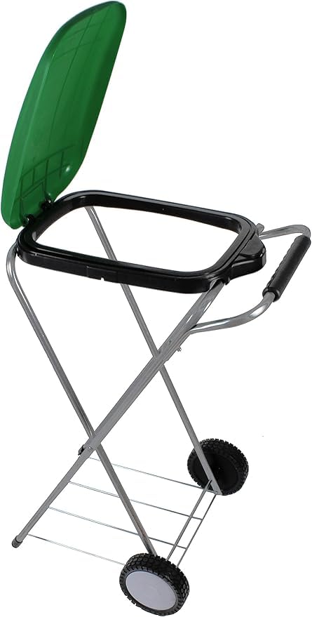 PROREGAL Klassischer Abfallsackständer mit Deckel und Rollen | HxBxT 83x44x56cm | Verzinkte Rohre |