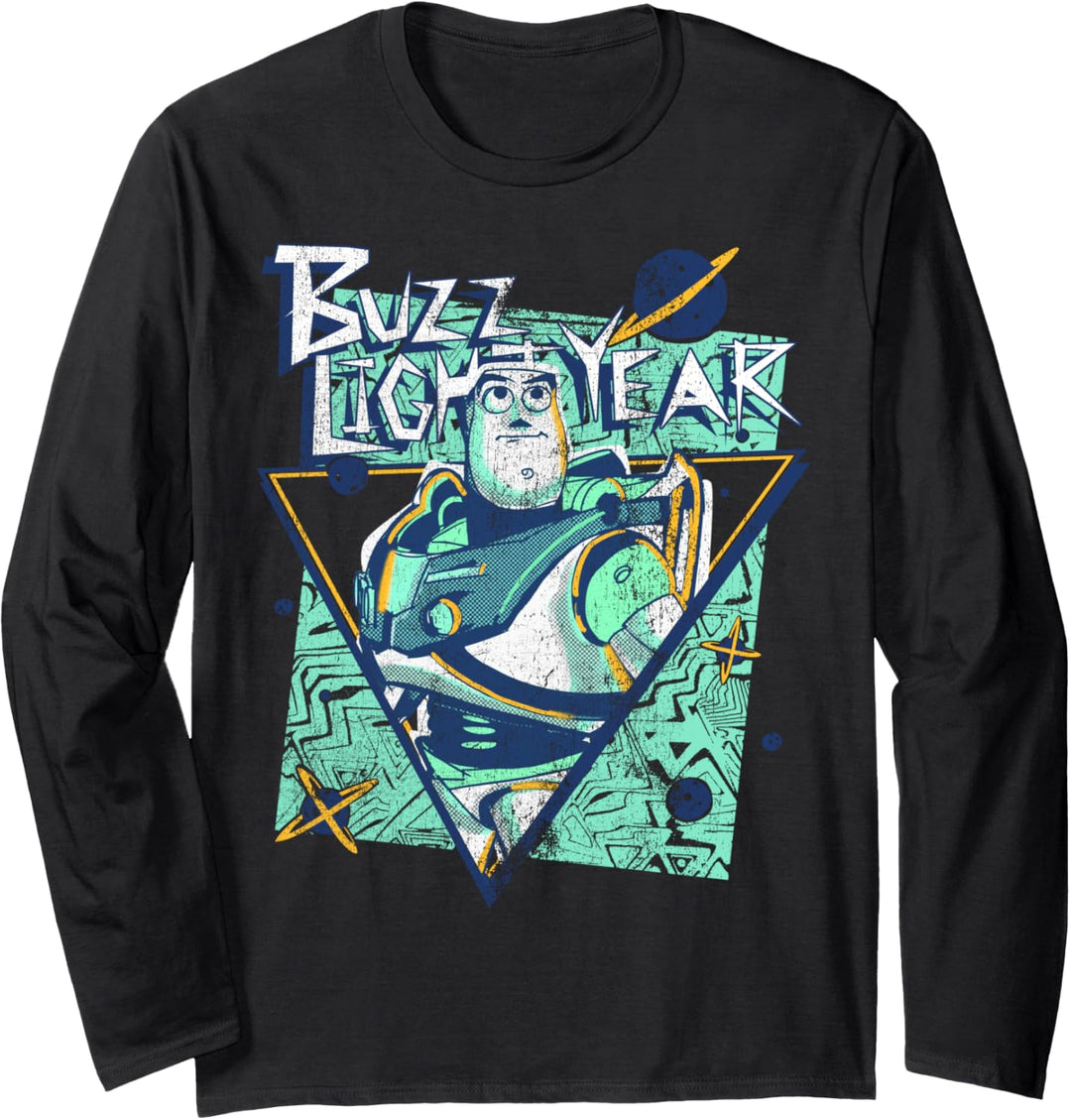 Disney Pixar Toy Story Buzz Lightyear Retro Space Portrait Langarmshirt