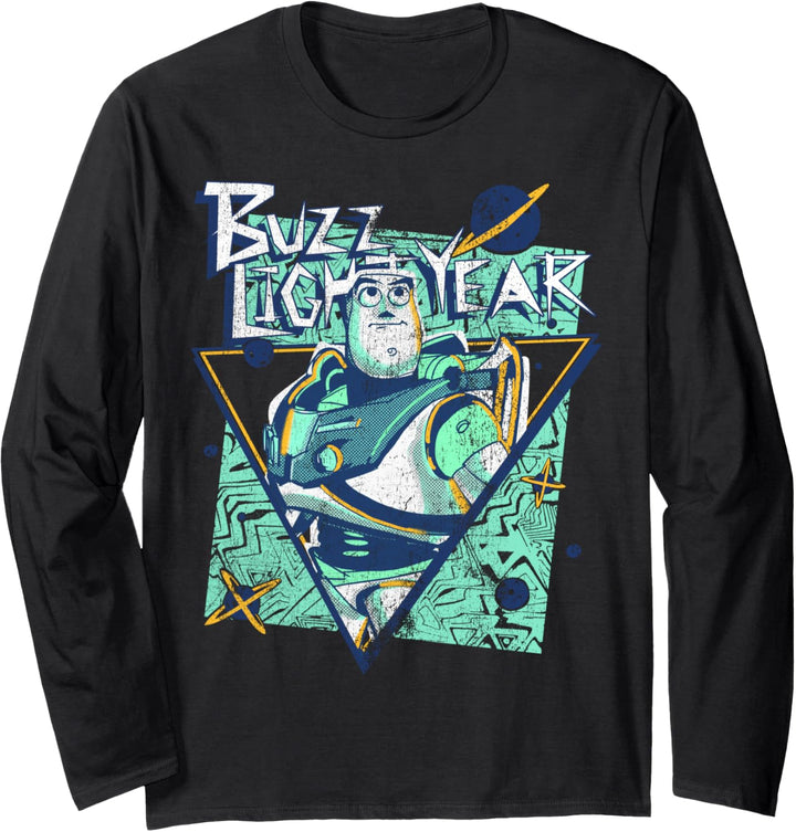 Disney Pixar Toy Story Buzz Lightyear Retro Space Portrait Langarmshirt