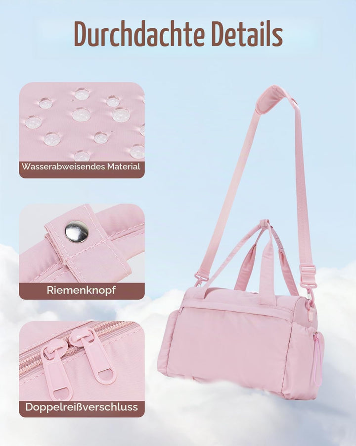 Sporttasche Damen Klein mit Nassfach Yogatasche für Matte, Rosa gesteppt | Yoga-Mattenhalter, verste