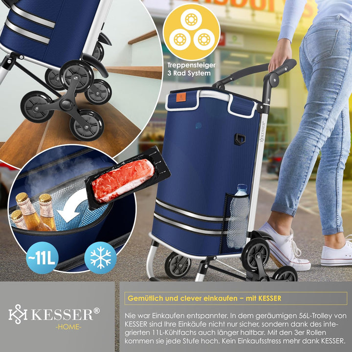 KESSER® Einkaufstrolley Treppensteiger mit Kühlfach klappbar mit 56L Kapazität und belastbar bis 50k