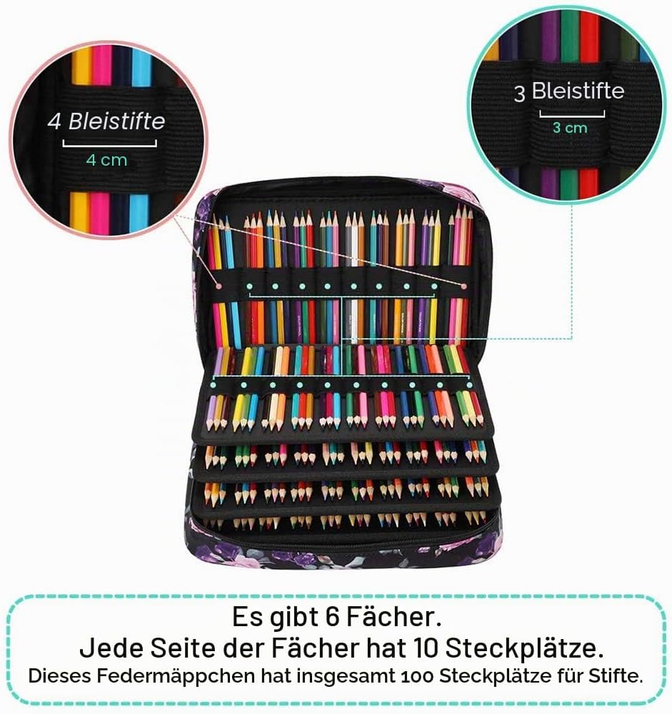 JAKAGO Federmäppchen Grosse Kapazität für 300 Stifte Aufbewahrung Buntstifte,Wasserdicht Pencil Case