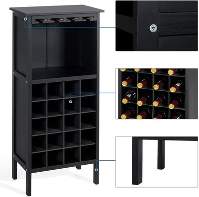 RELAX4LIFE Weinregal Kiefernholz, Weinschrank mit Weinglashalter, Weinhalter für 20 Flaschen, Weinst